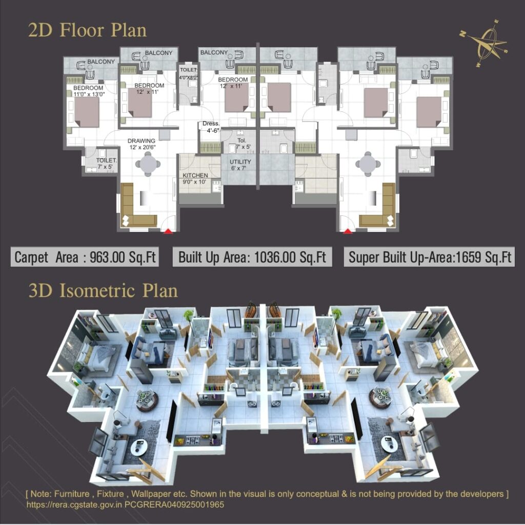 2d & 3d floor plan swarna shikhar